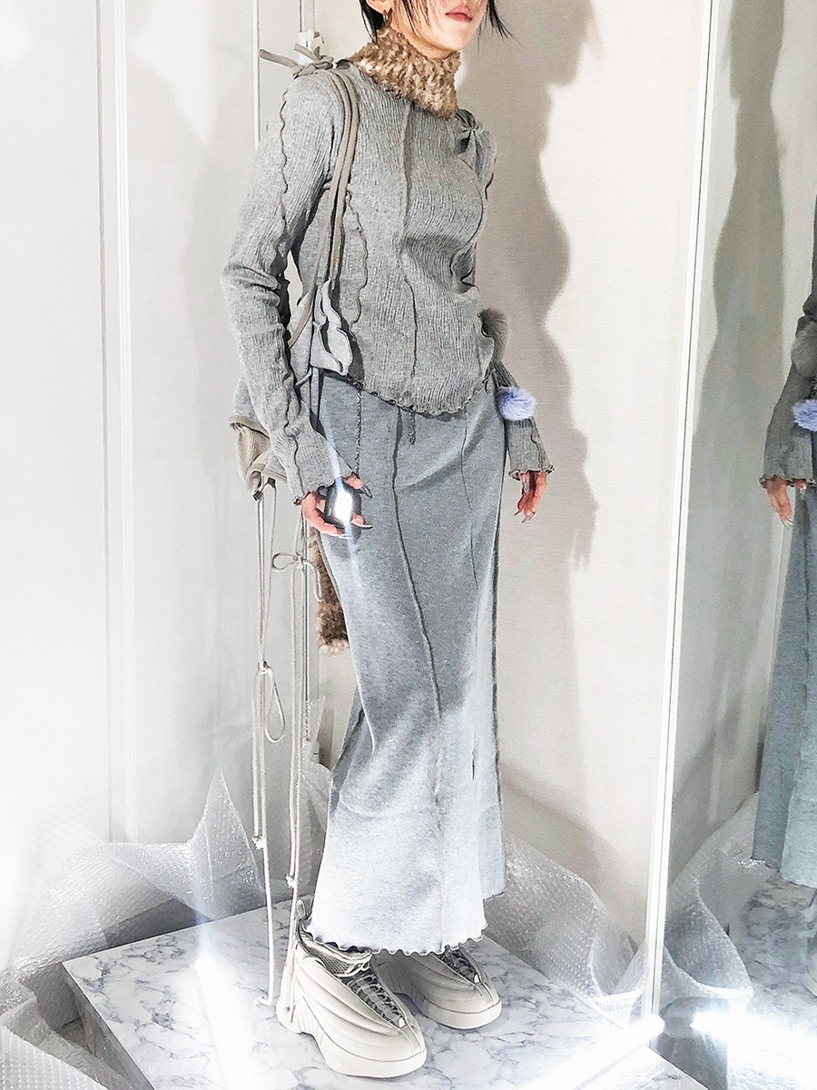 layer long skirt - gray