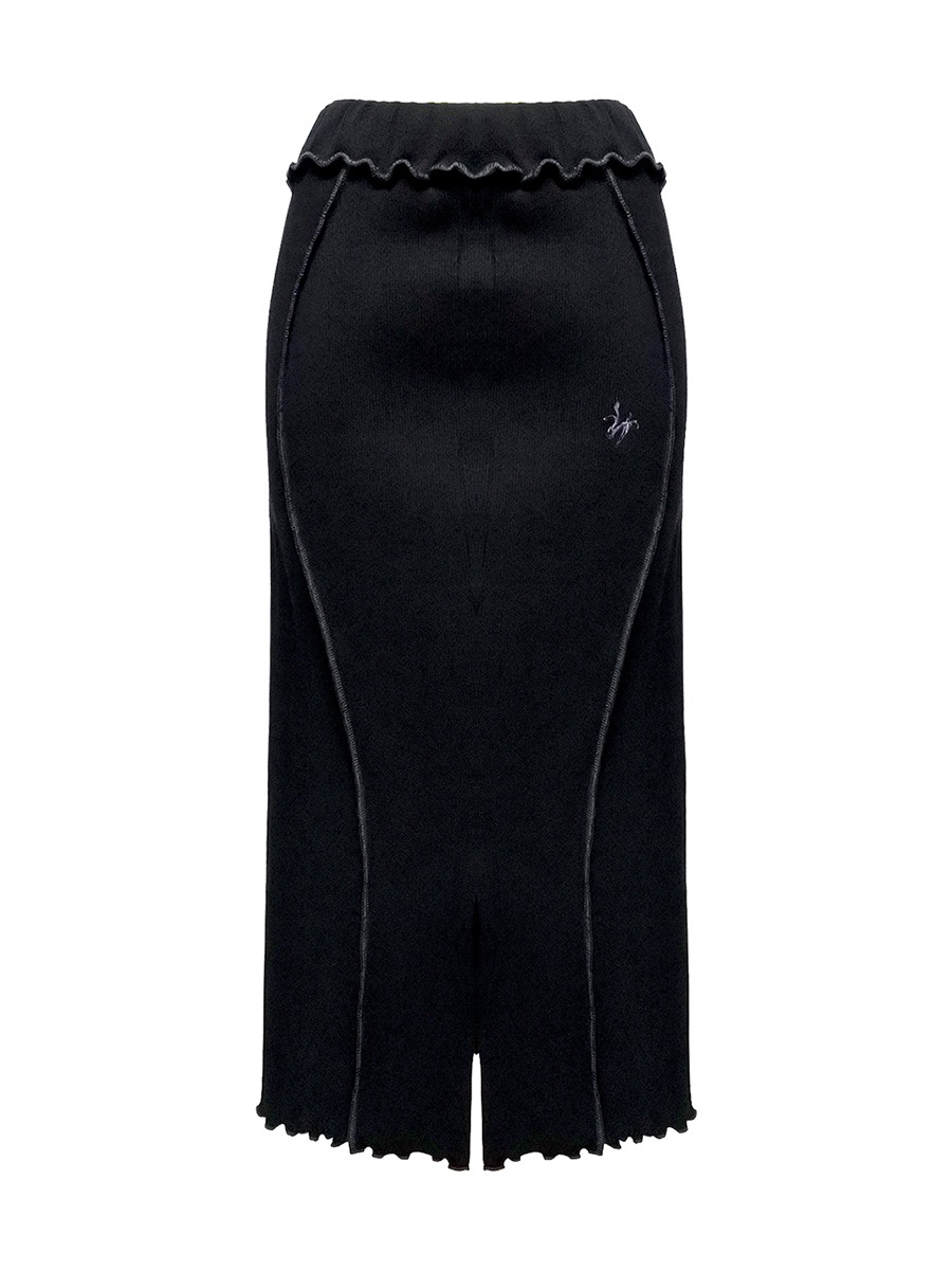 layer long skirt - black